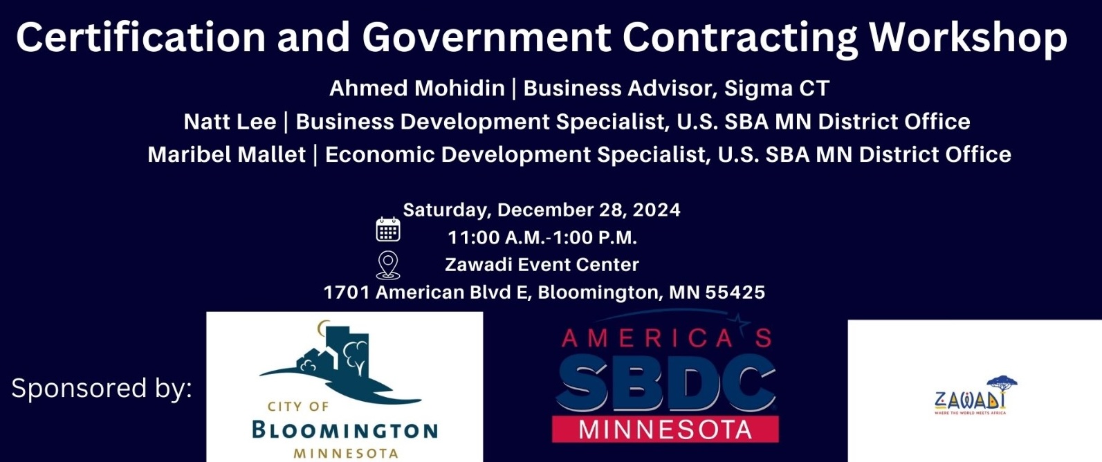 Certification and Government Contracting Workshop poster